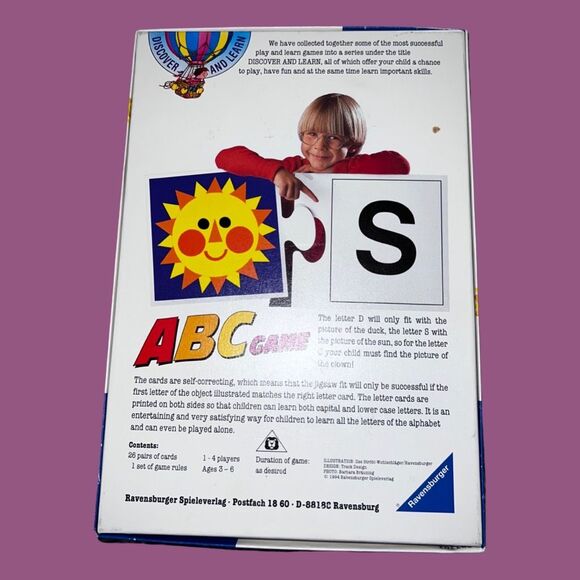 Vintage 1994 Ravensburger ABC JigSaw Matching Letter Game - Picture 3 of 3